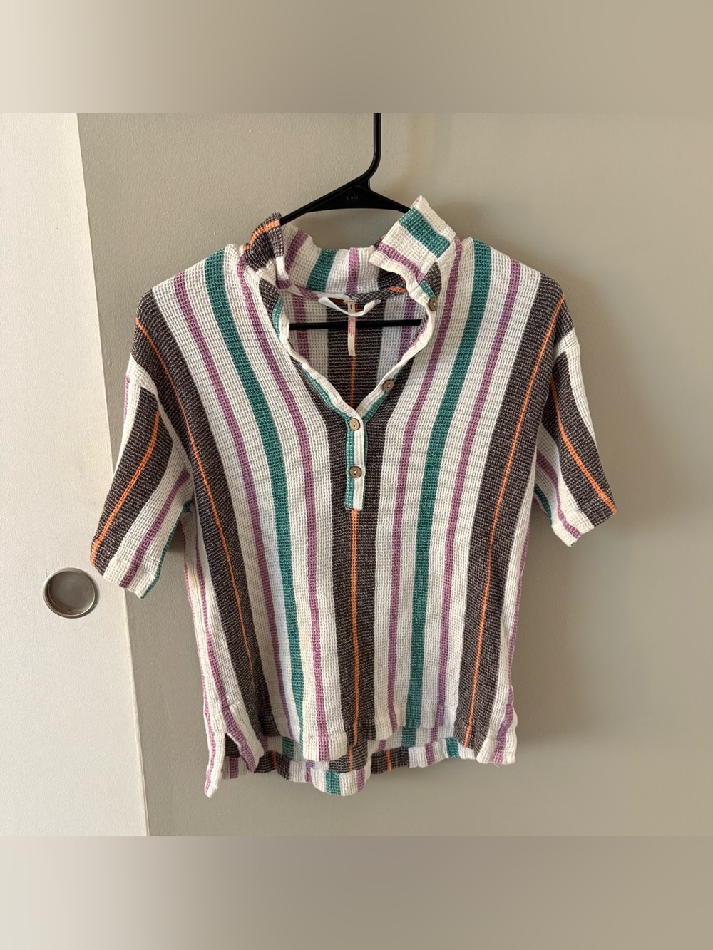Free People Endless Summer Soleil Time Colorful Polo Shirt Size Women’s Small
